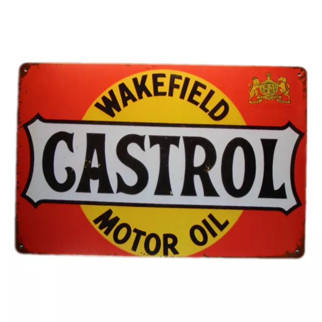 3XTin Sign CASTROL WAKEFIELD MOTOR OIL Sprint Drink Bar Whisky Rustic Look