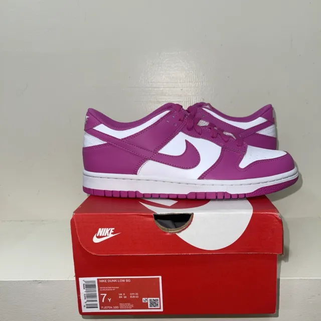 Size 7Y - Nike Dunk Low Active Fuchsia FJ0704-100 Brand New Fast Ship