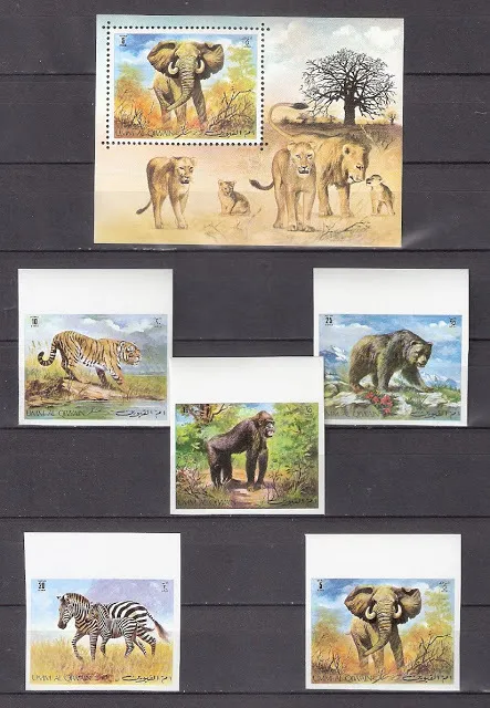 Umm Al Qiwain Animals  Sheet  and 5 imperf. stamps MNH