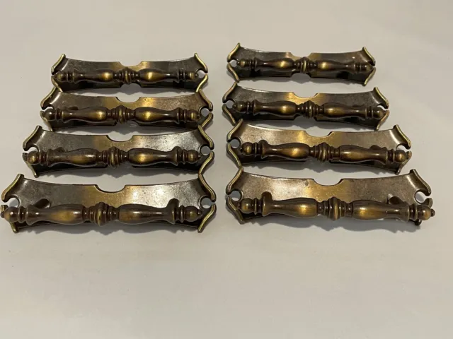Vtg Mid Century Furniture Drawer Pull Handle National Lock Co Brass EUC Lot of 8