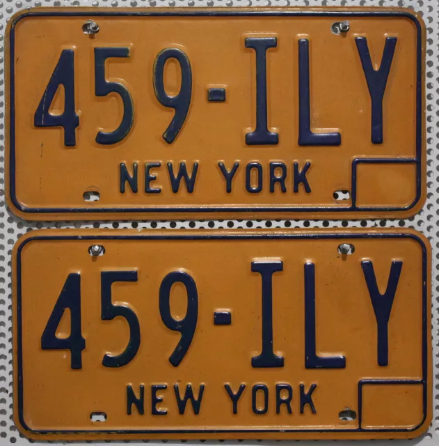 usa NEW YORK Nummernschilder PAAR License Plates Pair Auto Kennzeichen # 459 ILY