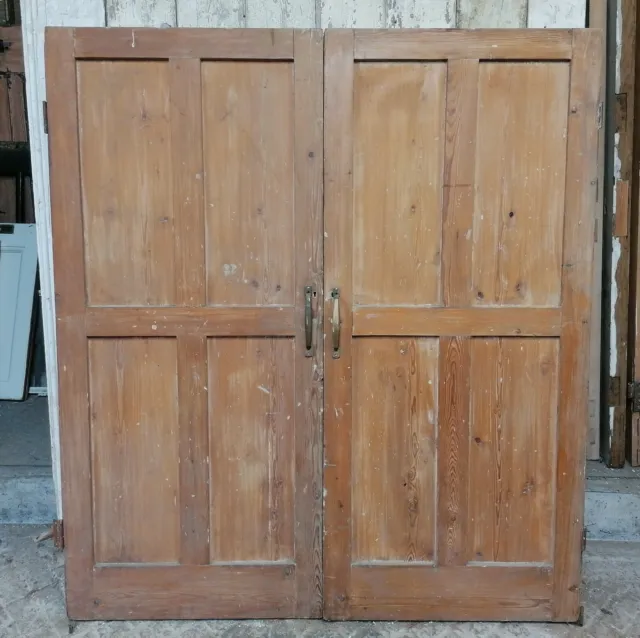 A PAIR OF RECLAIMED ANTIQUE STRIPPED PINE CUPBOARD DOORS Ref CS0087