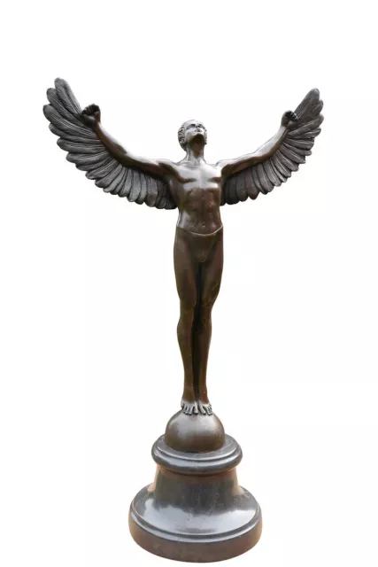 Bronze Skulptur Figur Engel Ikarus auf edlem Marmorsockel H: 42 cm (2024)