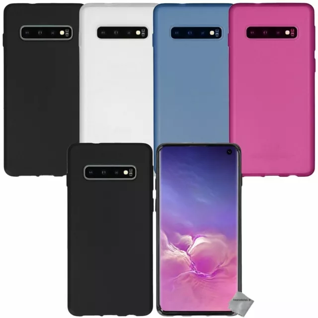 Housse etui coque silicone gel fine pour Samsung Galaxy S10+ Plus + verre trempe