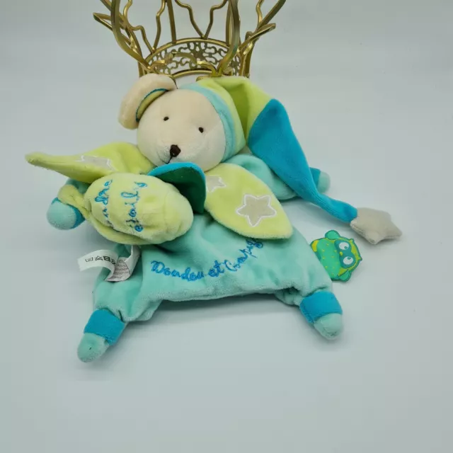 13 - Doudou Et Compagnie Plat Souris Marionnette Bleu Vert Poudre D Etoile