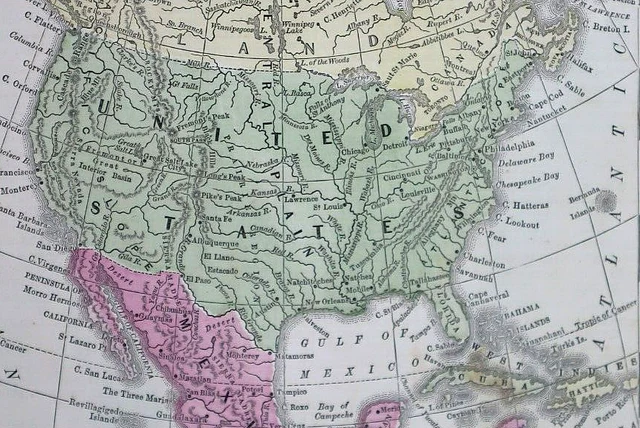 Old Antique 1860 H. Cowperthwait Map ~ NORTH AMERICA ~ Free S&H ~ Inv#66