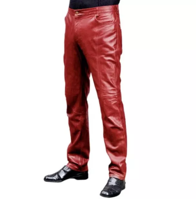 Mens Real Leather Pants, Genuine Cowhide Black Leather Quilted Biker  Trousers