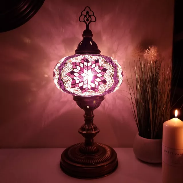 Extra Large Handmade Turkish Moroccan Arabian Colourful Glass Table Light Lamp