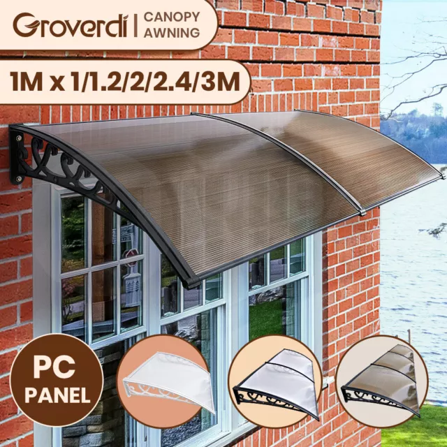 Groverdi Window Door Awning Outdoor Canopy Patio Rain Shield Cover DIY 1M-3M