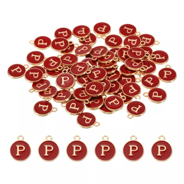 Letter Charm P, 60Pcs Double Sided Alphabet Initial Charm Pendants Beads Red
