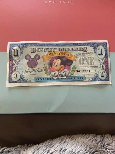 Walt Disney World Rare Disney dollar 1993 65th Anniversary Walt Disney World Rare Disney dollar 1993 65th Anniversary