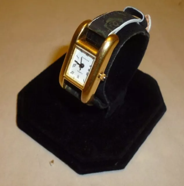VTG Ladies Parker Quartz Goldtone Watch w/Petite NOS Kreisler Leather Band 22793