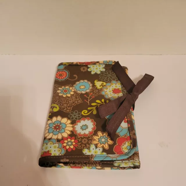 Thirty-One 31 Fold & Go Brown Floral Trifold Organizer Tote Folder 9x6 in Thirty-One 31 Fold & Go Brown Floral Trifold Organizer Tote Folder 9x6 in