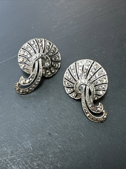 Ancienne Paire De Boucle D’oreille Pendante Argent Massif createur grappes