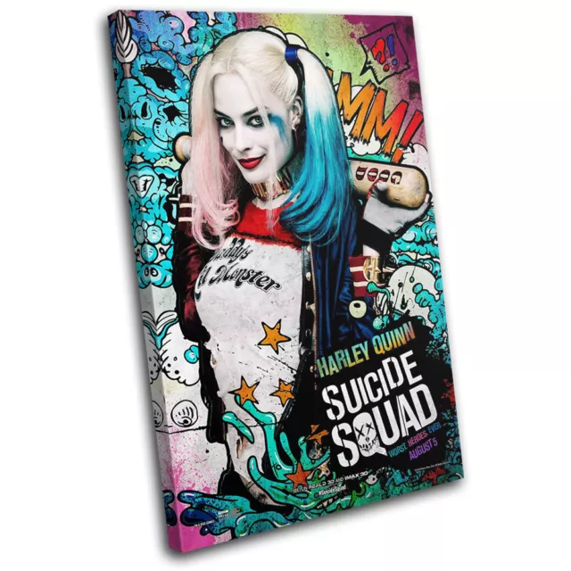 Suicide Squad Harley Quinn Movie Poster SINGLE CANVAS WALL ART Picture Print