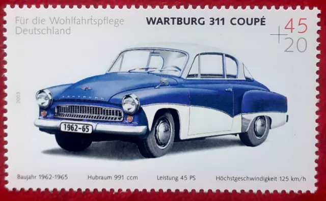 Briefmarke BRD Wartburg 311 Coupe postfrisch DDR Oldtimer  Kult 1962 2003