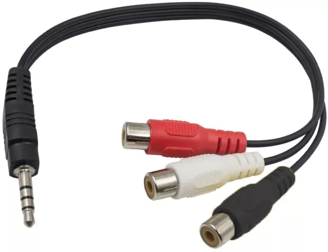 Câble Adaptateur Vidéo Prise Mâle Jack 3,5 Mm 3 Rca Femelle Rouge / Noir / Blanc