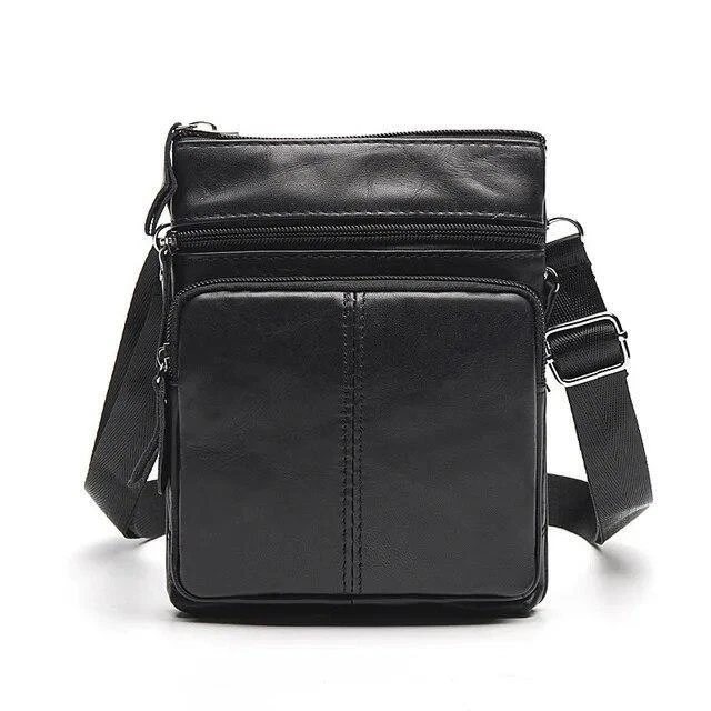 Mens Small Business Genuine Cow Leather Messenger Cross Body Shoulder Sling Bag