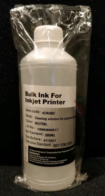 500ml Printer Head Cleaning Solution Pigment & Dye Ink Epson, Canon, HP, Brother