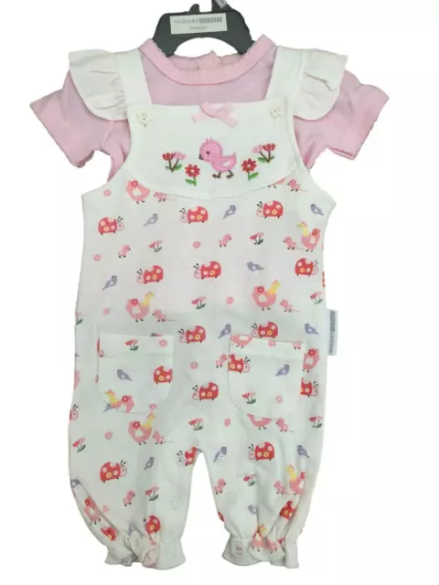 BNWT Baby Ragazze 2 Pezzi Estate Ragazza Rosa Salopette Pagliaccetto Vestiti