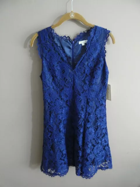 Shoshanna Women's Sz 4 NWT Blue Lace Cindy Dress V-Neck Sleeveless $385