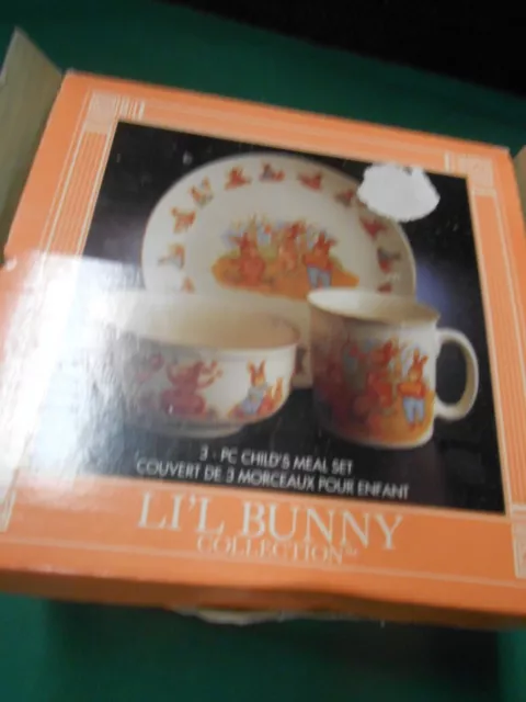 NIB- Li'l Bunny Collection 3 pc. CHILD'S MEAL SET