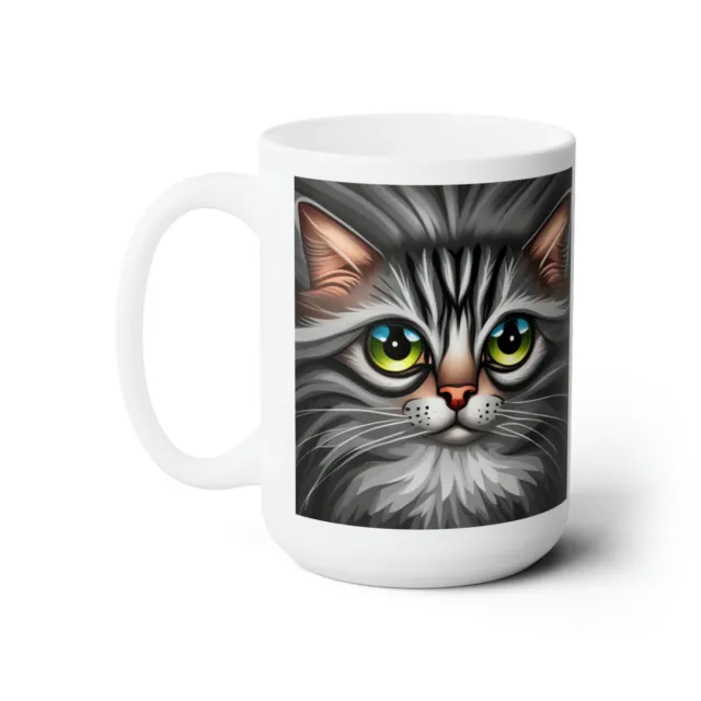 Cat Mom Gray Tabby Cat Ceramic Mug 15oz