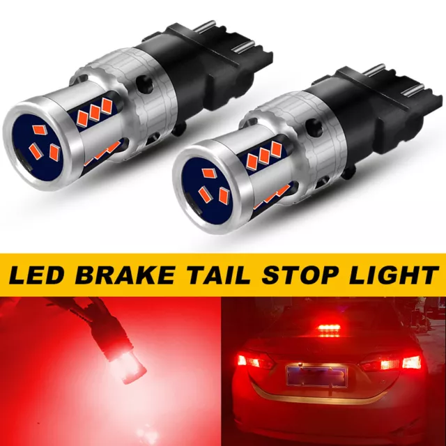 Winetis 2X Red LED Stop Brake Tail Light Bulbs 3157 3156 4157 3057 Warning Lamps