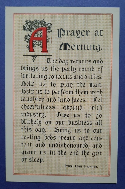 ART POSTCARD.ROBERT LOUIS Stevenson.'Prayer At Morning' Scottish ...