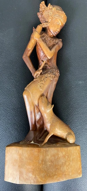 Bali Indonesia  Indonesian Female goddess Wood Sculpture hand carved 11”