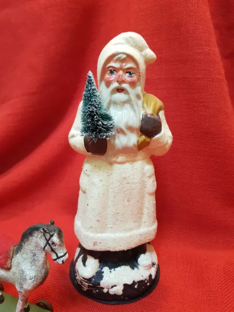 Alter Weihnachtsmann Nikolaus Masse Candy Container Füll Box Santa antik Vintage