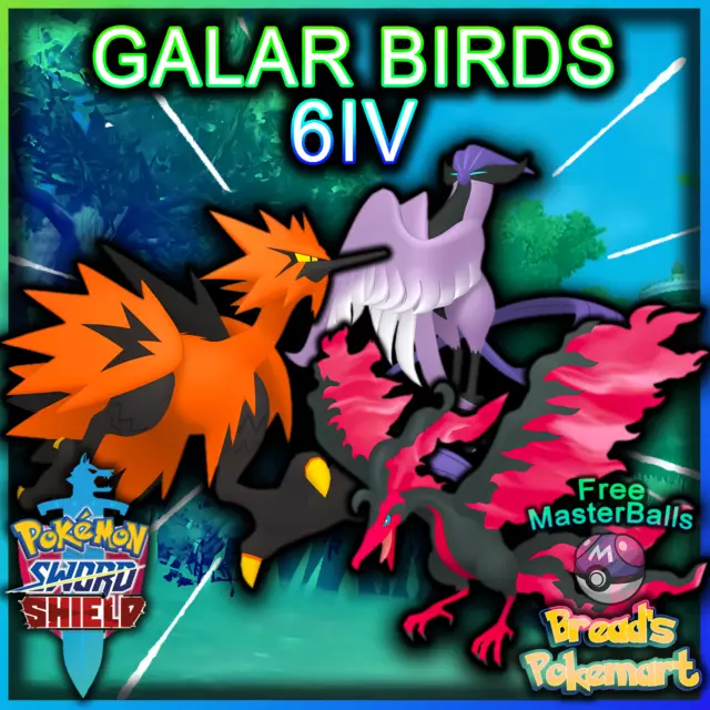 Shiny Galarian Articuno Zapdos Moltres Legendary Bird Event Pokemon SWSH  SCVI