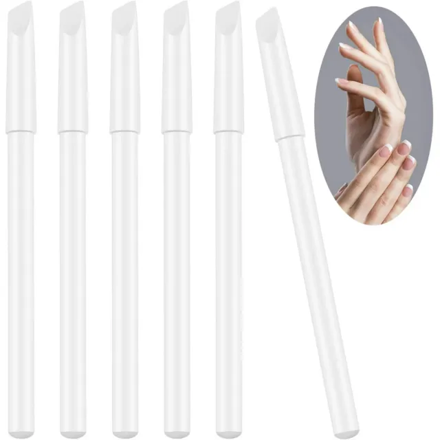 Paquete de 6 lápices de uñas blancos 2 en 1 con pluma empujadora de cutículas manicura francesa