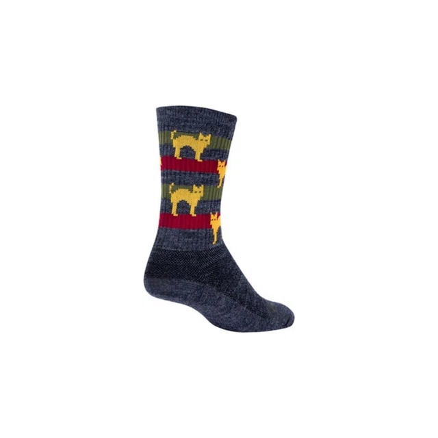 SockGuy - Wool Unisex 6 inch Itch Free All Weather Catz Socks - Gray/Yellow/Red