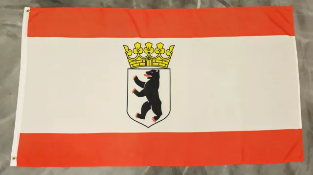 Fahne Flagge Berlin mit Bär und Krone - Landesdienstflagge - 90 x 150 cm