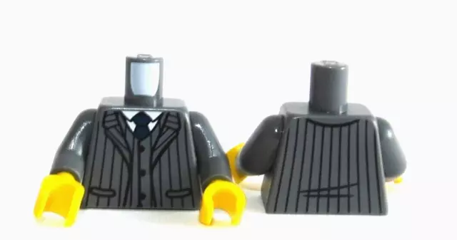 LEGO Torso Body For  Minifigure Dark Grey Suit Jacket Pinstripe Wedding Groom