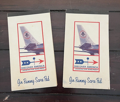Vtg 1947 American Airlines Passenger Ticket Coupon LOT of 2 Gin Rummy Score Pads