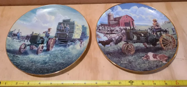 John Deere Farmland Memories 8" Collector Plates Danbury Mint Lot of 2 Pre-Owned