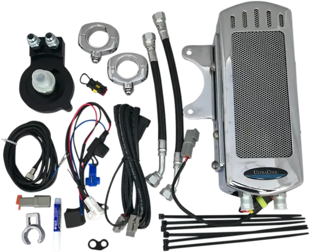 ULTRACOOL Chrome Side Mount to Down Tube Oil Cooler Kits SMSP-1C
