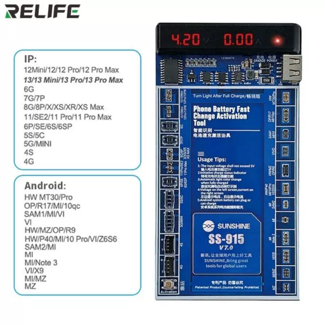 Prueba de placa de activación de batería universal SUNSHINE SS-915 V7.0...