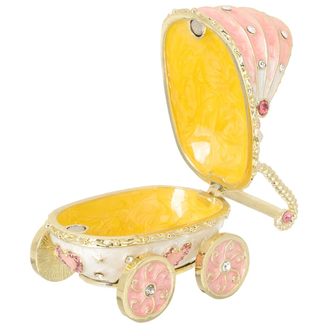 Pequeña caja de joyería decorativa carro cochecito en forma de joyería baratija caja decoración
