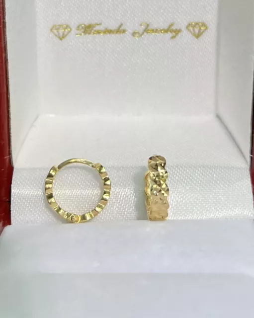 18k Solid Yellow Gold Italy Kid- Adult Shiny Hoop Earrings,  1.62 Grams