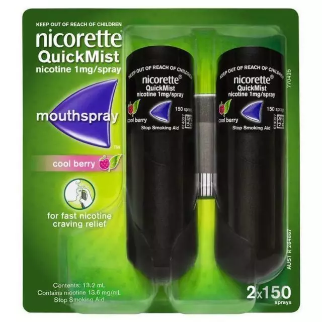 Nicorette Quickmist Freshmint Nicotine Mouthspray 2 x 150 Sprays