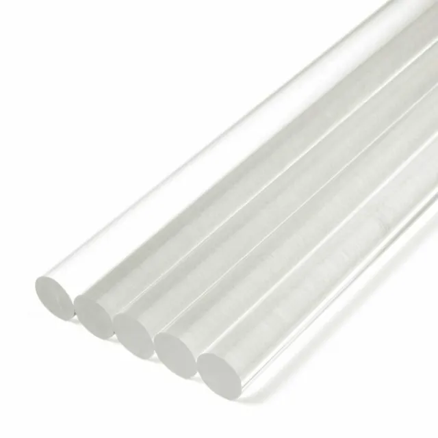 Clear Plastic Acrylic Rod 2mm - 50mm Round Perspex Solid Bar 100mm to 600mm Long