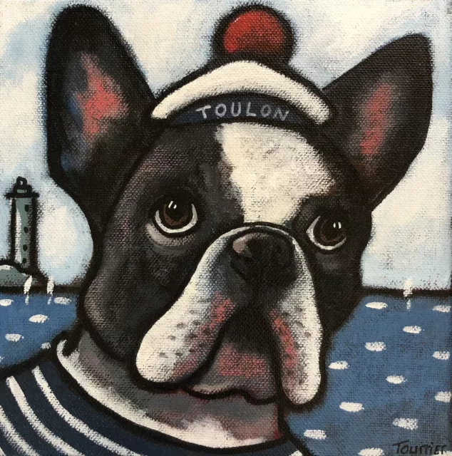 Tableau Peinture bouledogue Français marin  Tourrier