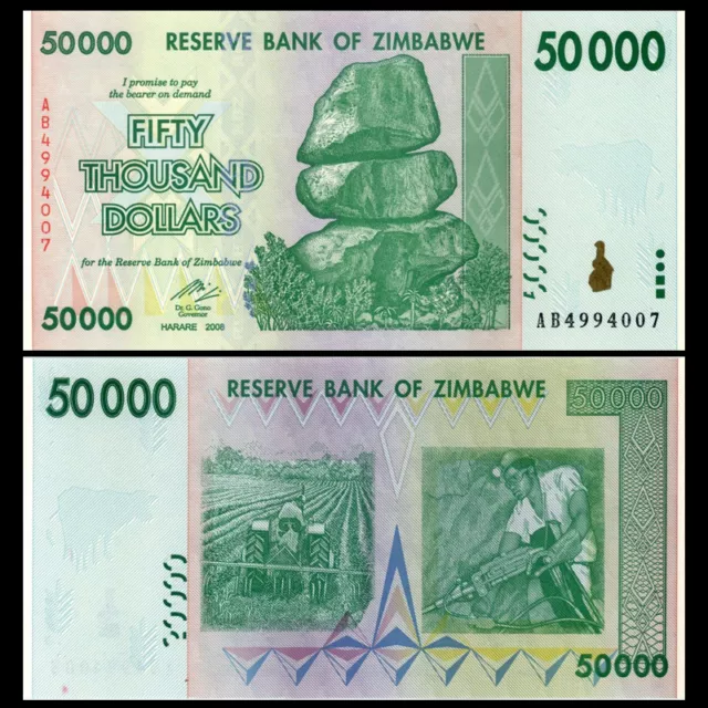 Zimbabwe 50000 Dollars, 2008, P-74, UNC