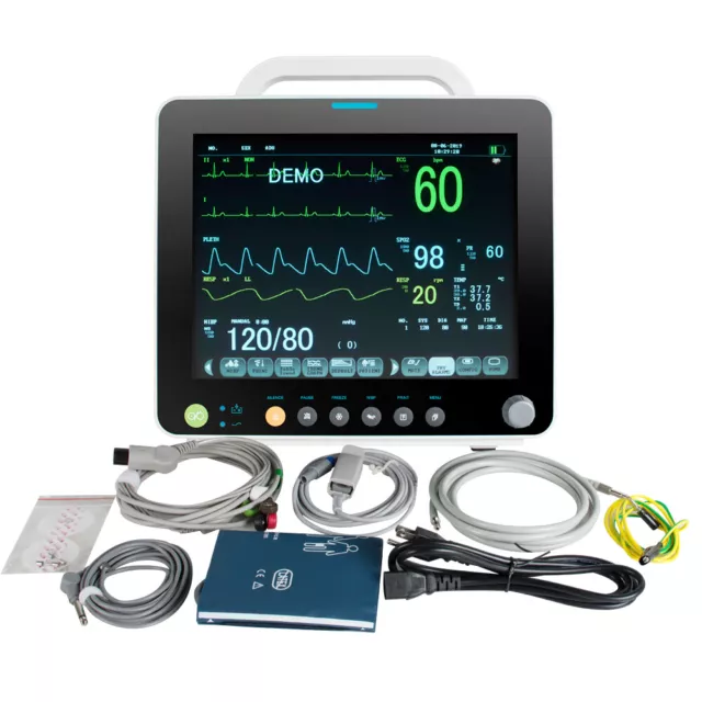 Carejoy Vital Signs Patient Monitor 6 Parameter ECG NIBP RESP TEMP SPO2 PR-2 3