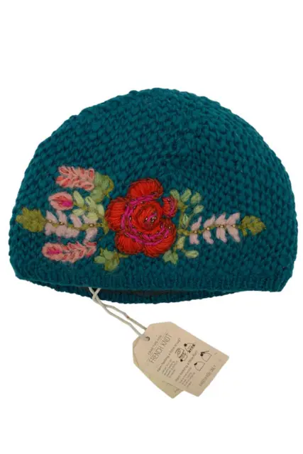 French Knot 100% Soft Wool Josephine Cloche Hat Teal Green