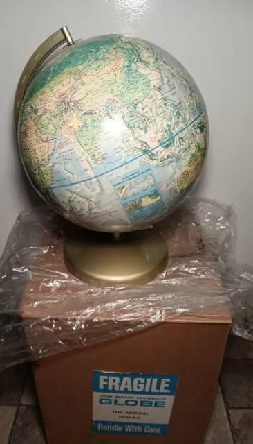 Vintage 1970s RAND MCNALLY 12" Admiral Raised Topography World Globe w/Box