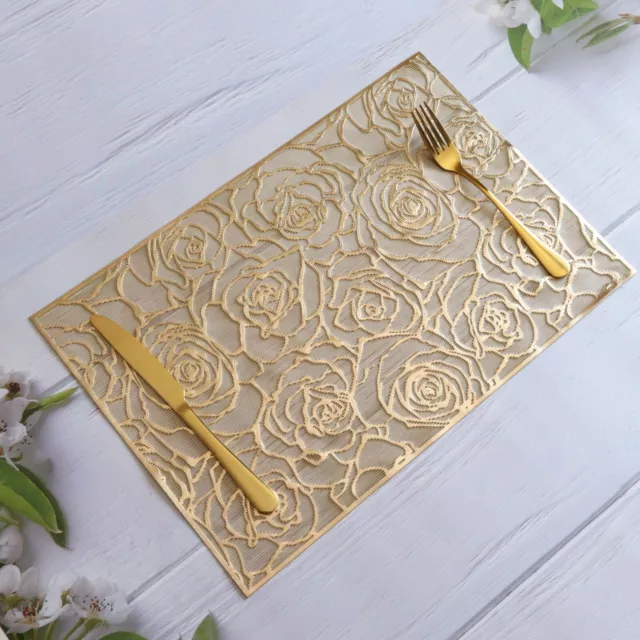 Gold Placemats Set of 4 Table Place Mats Indoor Outdoor Dining Dinner Table Mat